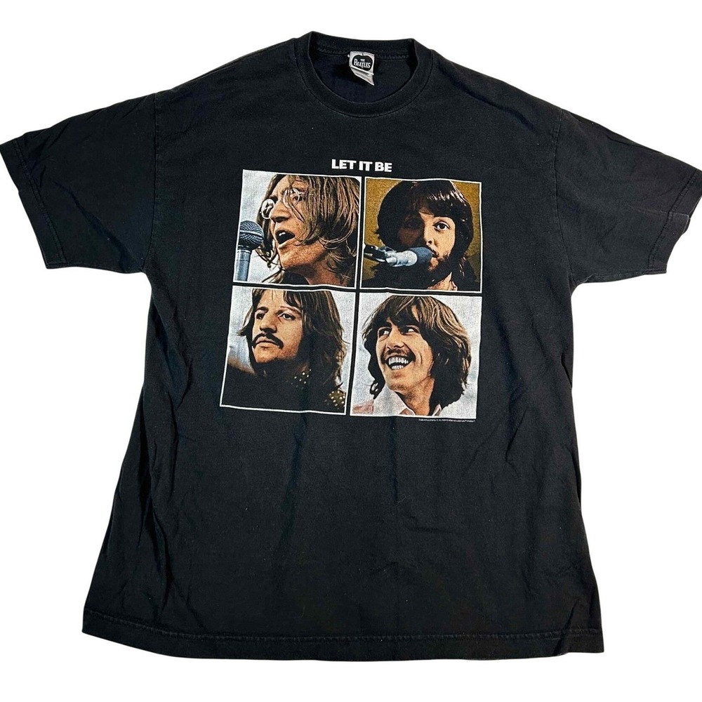 The Beatles Let It Be Graphic T-Shirt Black XL 2005 Apple Corps Band Tee 3244
